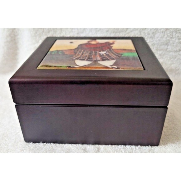 Wine Stopper Set Fat Golfer Wood Box Ceramic Tile Inset W/Box Jennifer Garant - Picture 7 of 12